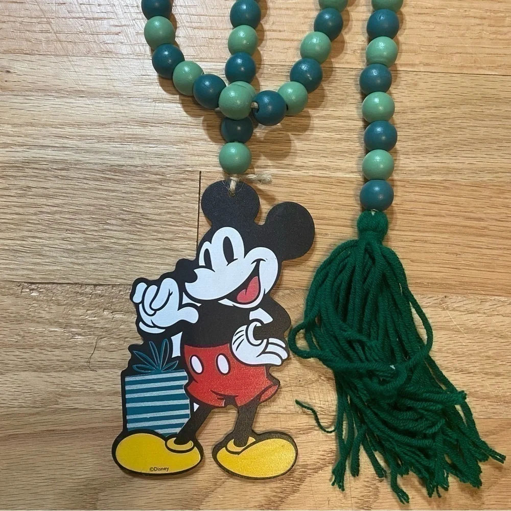 Disney Mickey Mouse Beaded Garland NEW Green Christmas Decoration